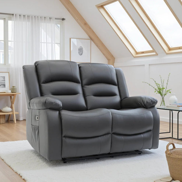 Aurelius Grey Faux Leather 2 Seater Recliner Sofa - Luminex FurnitureSofasalva_2str_grey