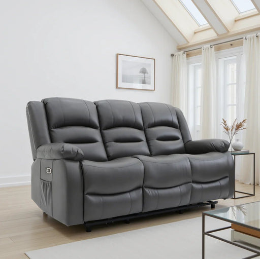 Aurelius Grey Faux Leather 3 Seater Electric Recliner Sofa - Luminex FurnitureSofasalva_3str_grey