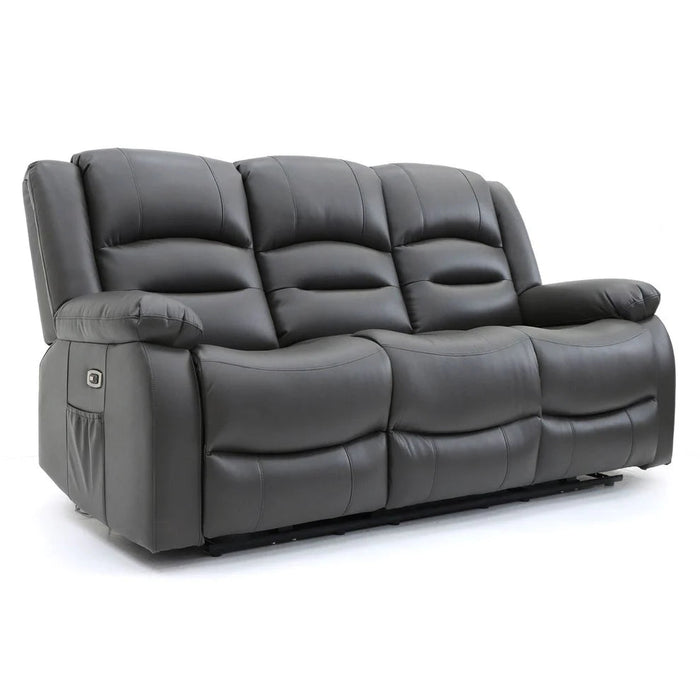 Aurelius Grey Faux Leather 3 Seater Electric Recliner Sofa - Luminex FurnitureSofasalva_3str_grey