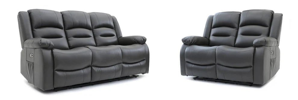 Aurelius Grey Faux Leather 3+2 Electric Recliner Sofa Set - Luminex FurnitureSofasalva_3+2_set_grey