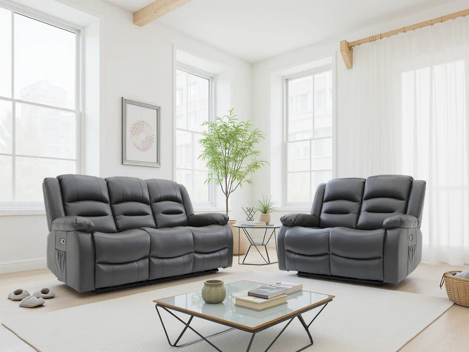 Aurelius Grey Faux Leather 3+2 Electric Recliner Sofa Set - Luminex FurnitureSofasalva_3+2_set_grey