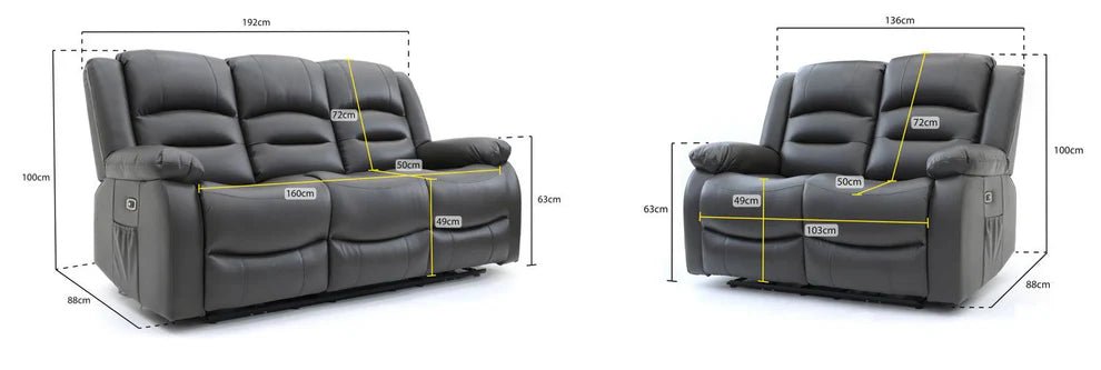 Aurelius Grey Faux Leather 3+2 Electric Recliner Sofa Set - Luminex FurnitureSofasalva_3+2_set_grey