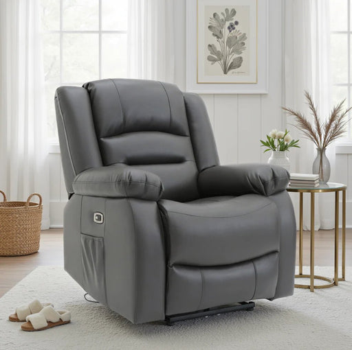 Aurelius Grey Faux Leather Electric Recliner Armchair - Luminex FurnitureOccasional Chairsalva_chair_grey