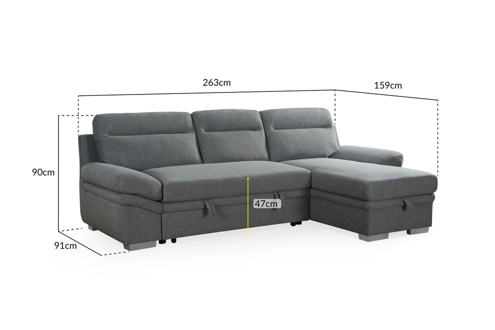 Avalon Grey Universal Corner Sofa Bed with Storage - Luminex FurnitureSofasastra_grey_universal