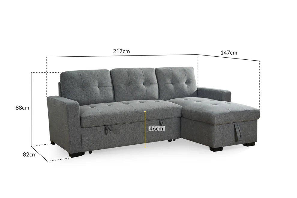 Aveline Grey Universal Corner Sofa Bed – Chenille Fabric - Luminex FurnitureSofasalder_grey_universal