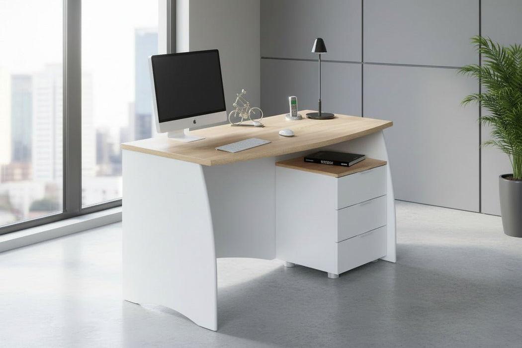 Avento White & Oak Effect Large Office Desk - Luminex FurnitureDesk3256