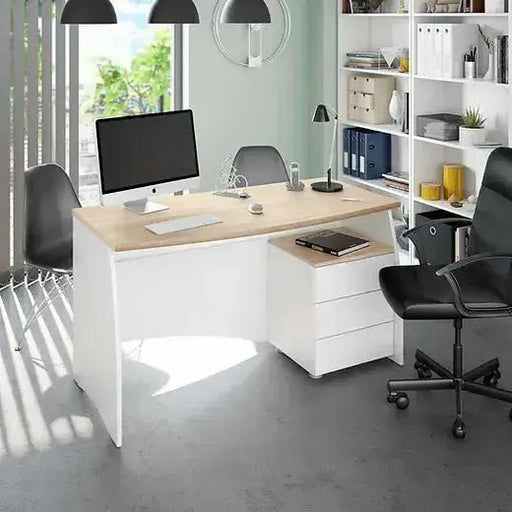 Avento White & Oak Effect Large Office Desk - Luminex FurnitureDesk3256