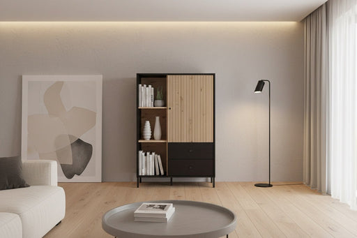 Averra Artisan Oak & Black Low Display Cabinet - Luminex FurnitureDrinks Cabinet, Living, Dining3444