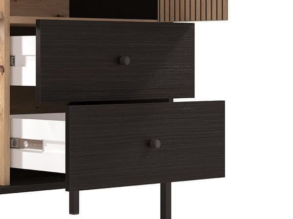 Averra Artisan Oak & Black Low Display Cabinet - Luminex FurnitureDrinks Cabinet, Living, Dining3444