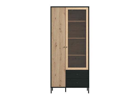 Averra Artisan Oak & Black Tall Display Cabinet - Luminex FurnitureDrinks Cabinet, Living, Dining3436