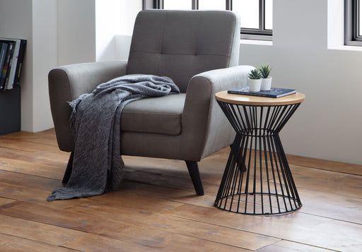 Ayla Lamp Table – Oak Effect & Black Wire Base - Luminex FurnitureLamp TableJER004