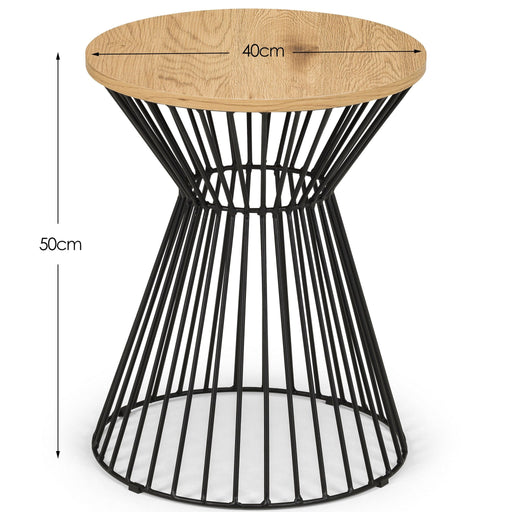 Ayla Lamp Table – Oak Effect & Black Wire Base - Luminex FurnitureLamp TableJER004