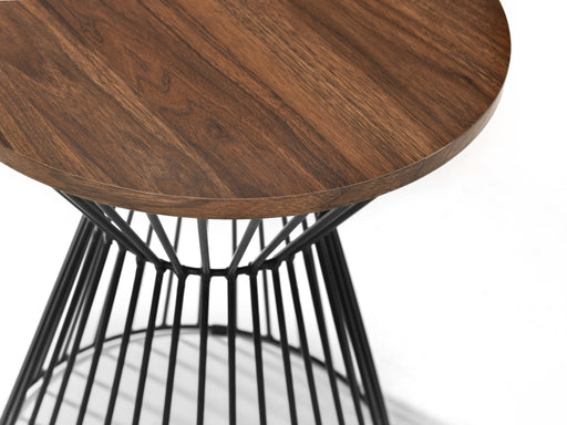Ayla Round Wire Lamp Table - Walnut Effect & Black Wire Base - Luminex FurnitureLamp TableJER002