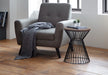 Ayla Round Wire Lamp Table - Walnut Effect & Black Wire Base - Luminex FurnitureLamp TableJER002