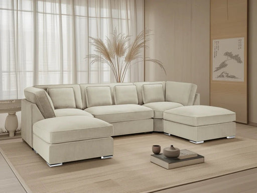 Balmoral Beige U - Shape Corner Sofa – Plush Velvet, 7 Seater - Luminex FurnitureSofasbelgravia_sofa_beige_u_shape_corner