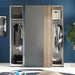 Bellagio Light Oak & Dark Grey Sliding Wardrobe with Mirror - Luminex FurnitureWardrobeBER002