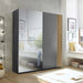 Bellagio Light Oak & Dark Grey Sliding Wardrobe with Mirror - Luminex FurnitureWardrobeBER002