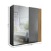 Bellagio Light Oak & Dark Grey Sliding Wardrobe with Mirror - Luminex FurnitureWardrobeBER002