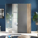 Bellagio Light Oak & Dark Grey Sliding Wardrobe with Mirror - Luminex FurnitureWardrobeBER002