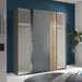 Bellagio Light Oak & Dark Grey Sliding Wardrobe with Mirror - Luminex FurnitureWardrobeBER002