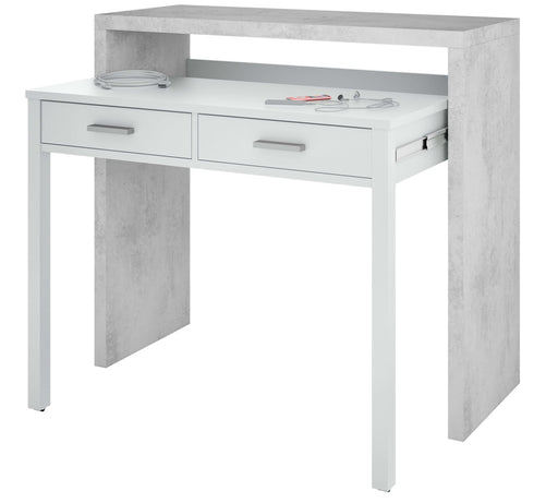 Bellano White & Concrete Grey Extending Desk - Luminex FurnitureDesk2931
