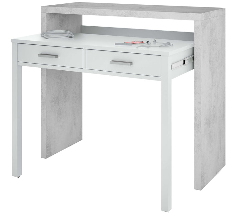 Bellano White & Concrete Grey Extending Desk - Luminex FurnitureDesk2931