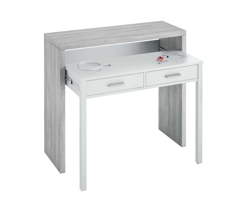 Bellano White & Concrete Grey Extending Desk - Luminex FurnitureDesk2931