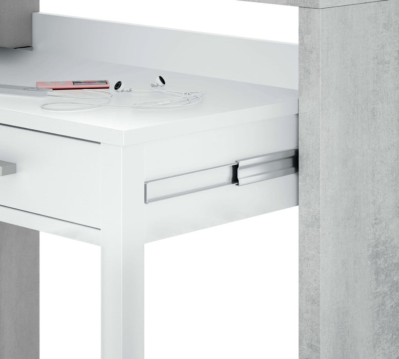 Bellano White & Concrete Grey Extending Desk - Luminex FurnitureDesk2931