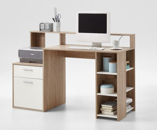 Bellano White & Oak Desk with Hutch - Luminex FurnitureDesk3080