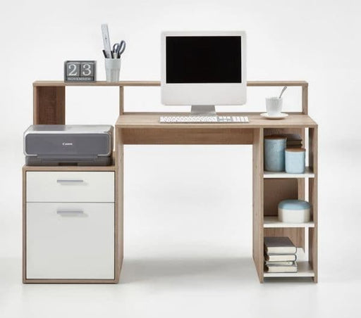 Bellano White & Oak Desk with Hutch - Luminex FurnitureDesk3080