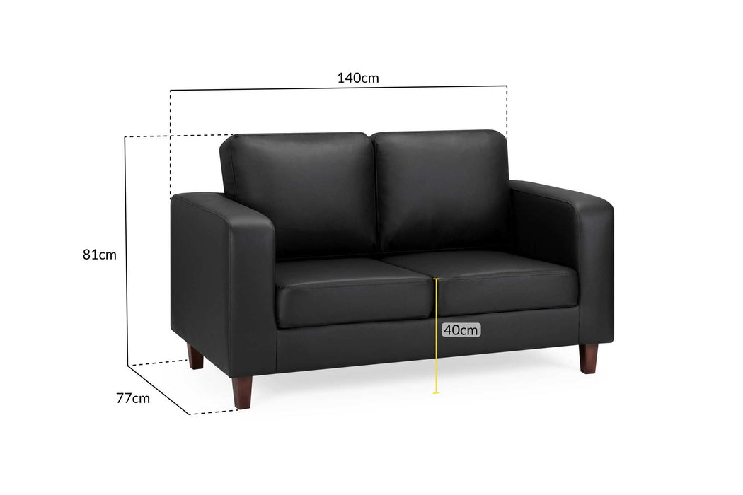 Belvedere Black 2 Seater Sofa – Faux Leather - Luminex FurnitureSofasbox_sofa_black_2_seater