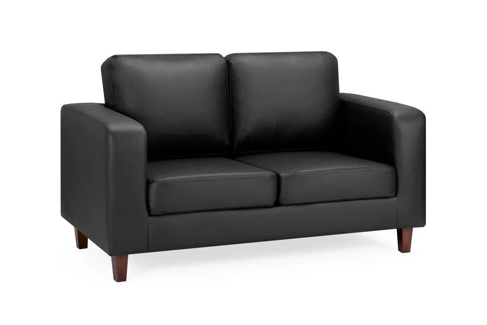 Belvedere Black 2 Seater Sofa – Faux Leather - Luminex FurnitureSofasbox_sofa_black_2_seater