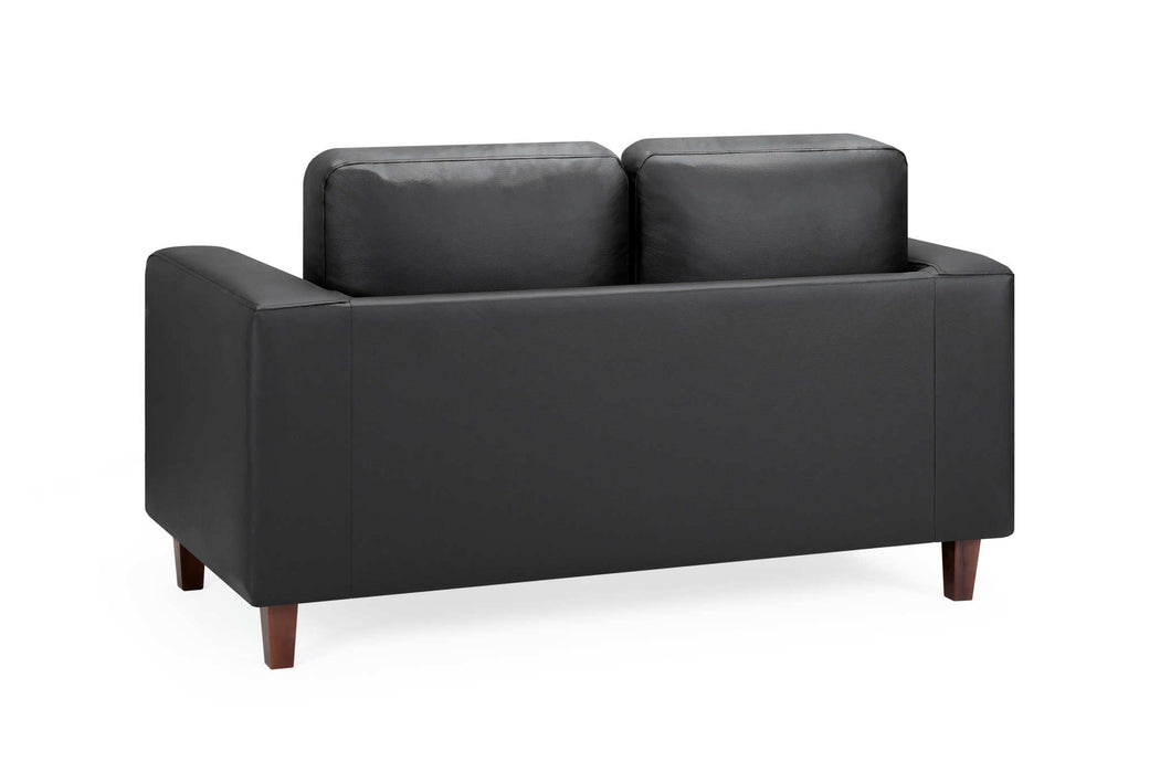 Belvedere Black 2 Seater Sofa – Faux Leather - Luminex FurnitureSofasbox_sofa_black_2_seater