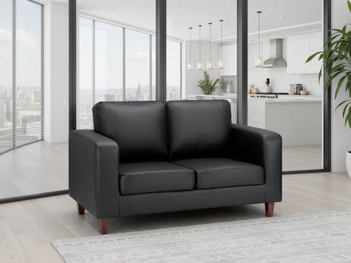 Belvedere Black 2 Seater Sofa – Faux Leather - Luminex FurnitureSofasbox_sofa_black_2_seater