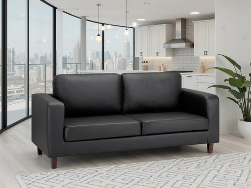 Belvedere Black 3 Seater Sofa – Modern Faux Leather - Luminex FurnitureSofasbox_sofa_black_3_seater