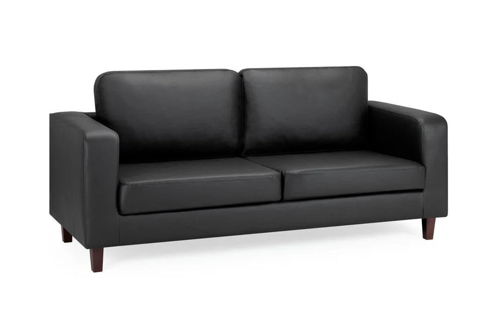 Belvedere Black 3 Seater Sofa – Modern Faux Leather - Luminex FurnitureSofasbox_sofa_black_3_seater