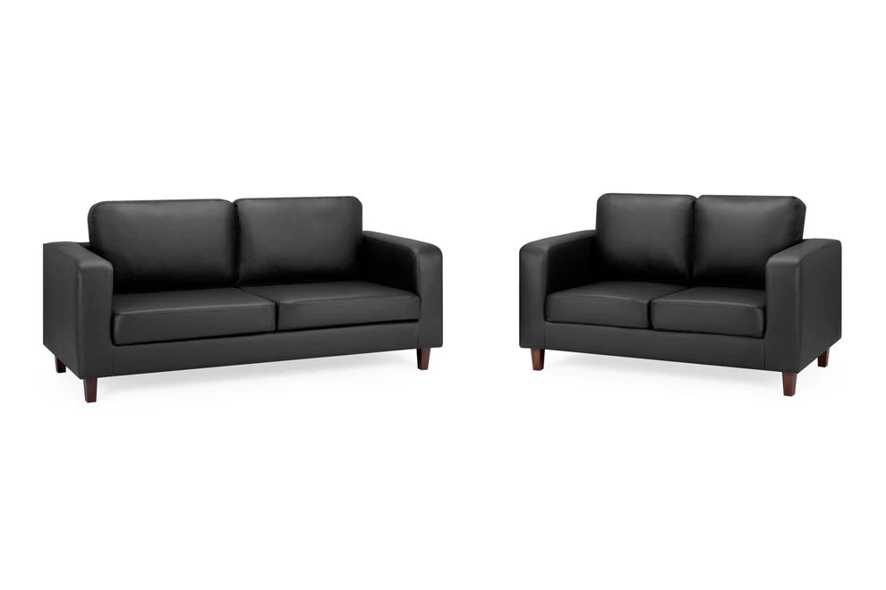 Belvedere Black 3+2 Sofa Set – Modern Faux Leather - Luminex FurnitureSofasbox_sofa_black_3_2_set