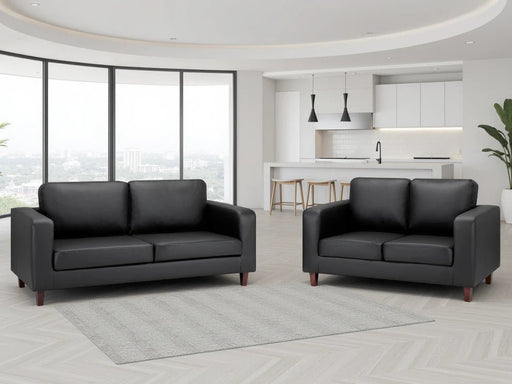 Belvedere Black 3+2 Sofa Set – Modern Faux Leather - Luminex FurnitureSofasbox_sofa_black_3_2_set