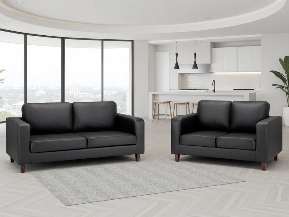Belvedere Black 3+2 Sofa Set – Modern Faux Leather - Luminex FurnitureSofasbox_sofa_black_3_2_set