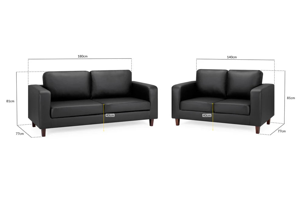 Belvedere Black 3+2 Sofa Set – Modern Faux Leather - Luminex FurnitureSofasbox_sofa_black_3_2_set