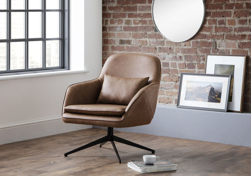 Bexley Brown Faux Leather Swivel Chair - Luminex FurnitureOccasional ChairsBOW201