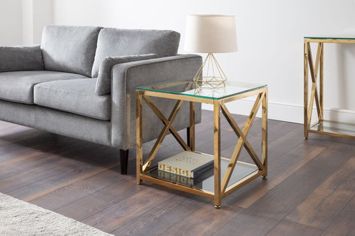 Bianca Lamp Table – Gold & Glass - Luminex FurnitureLamp TableMIA202