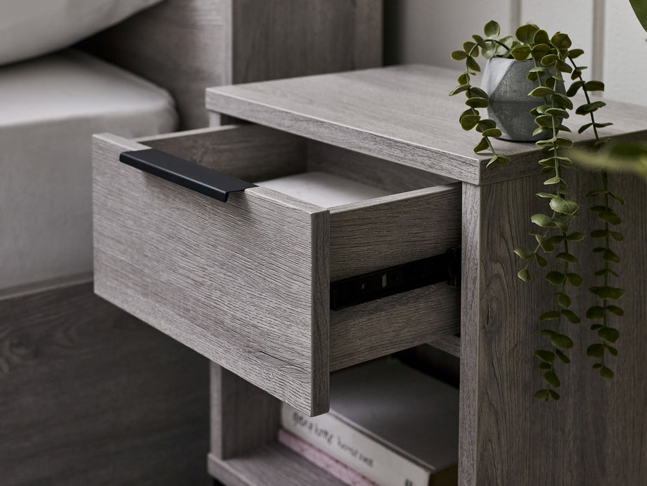 Blake 1 Drawer Bedside in Grey Oak and Black - Luminex FurnitureBedside TableBAL101