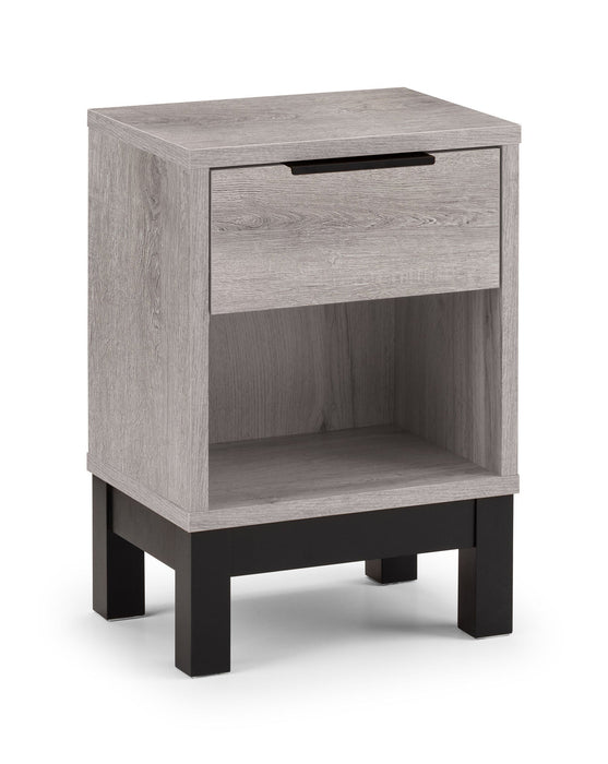 Blake 1 Drawer Bedside in Grey Oak and Black - Luminex FurnitureBedside TableBAL101