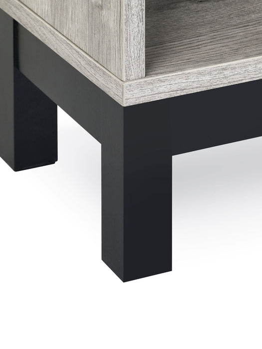 Blake 1 Drawer Bedside in Grey Oak and Black - Luminex FurnitureBedside TableBAL101