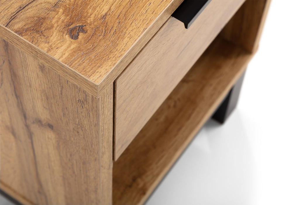 Blake 1 Drawer Bedside in Oak and Black - Luminex FurnitureBedside TableBAL201
