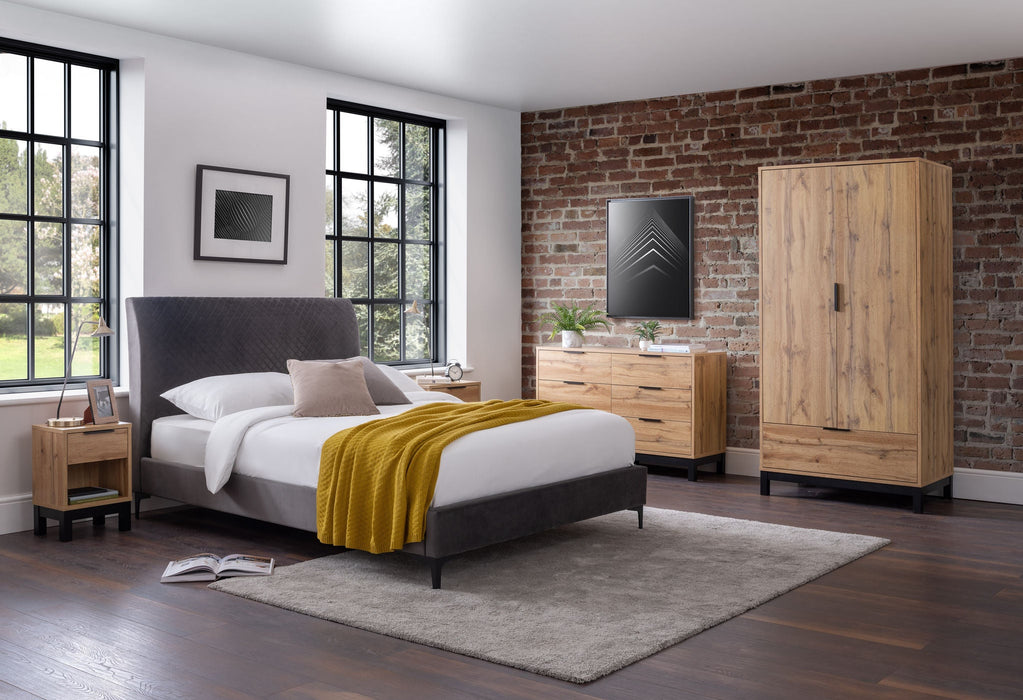 Blake 1 Drawer Bedside in Oak and Black - Luminex FurnitureBedside TableBAL201