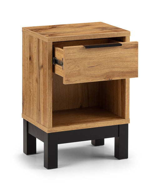 Blake 1 Drawer Bedside in Oak and Black - Luminex FurnitureBedside TableBAL201