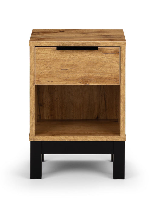 Blake 1 Drawer Bedside in Oak and Black - Luminex FurnitureBedside TableBAL201