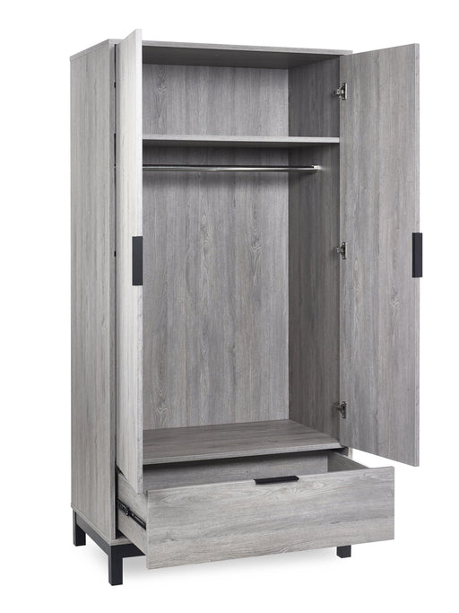 Blake 2 Door 1 Drawer Wardrobe - Grey Oak - Luminex FurnitureWardrobeBAL106